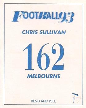 1993 Select AFL Stickers #162 Chris Sullivan Back